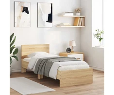 Lova Lovos rėmas su LED Sonoma ąžuolas 80 x 200 cm Apdirbta mediena