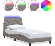 Lova Lovos rėmas su LED šviesomis, be čiužinio, pilkai rudas, 80x200 cm, audinys