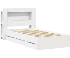 Lova Lovos rėmas su saugojimu Balta 100 x 200 cm Apdirbta mediena