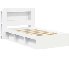 Lova Lovos rėmas su saugojimu Balta 100 x 200 cm Apdirbta mediena