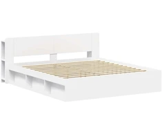 Lova Lovos rėmas su saugojimu Balta 180 x 200 cm Apdirbta mediena