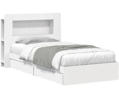 Lova Lovos rėmas su saugojimu Balta 75 x 190 cm Apdirbta mediena