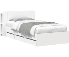 Lova Lovos rėmas su saugojimu Balta 75 x 190 cm Apdirbta mediena
