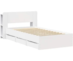 Lova Lovos rėmas su saugojimu Balta 75 x 190 cm Apdirbta mediena