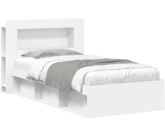 Lova Lovos rėmas su saugojimu Balta 75 x 190 cm Apdirbta mediena
