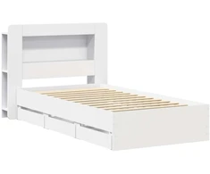 Lova Lovos rėmas su saugojimu Balta 75 x 190 cm Apdirbta mediena