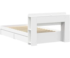Lova Lovos rėmas su saugojimu Balta 75 x 190 cm Apdirbta mediena