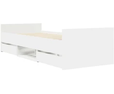 Lova Lovos rėmas su saugojimu Balta 80 x 200 cm Apdirbta mediena