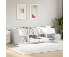 Lova Lovos rėmas su saugojimu Balta 80 x 200 cm Apdirbta mediena