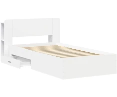 Lova Lovos rėmas su saugojimu Balta 80 x 200 cm Apdirbta mediena