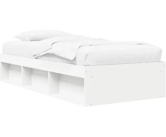 Lova Lovos rėmas su saugojimu Balta 80 x 200 cm Apdirbta mediena