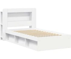 Lova Lovos rėmas su saugojimu Balta 80 x 200 cm Apdirbta mediena