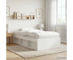 Lova Lovos rėmas su saugojimu Balta 80 x 200 cm Apdirbta mediena