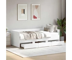 Lova Lovos rėmas su saugojimu Balta 80 x 200 cm Apdirbta mediena