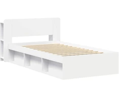 Lova Lovos rėmas su saugojimu Balta 90 x 200 cm Apdirbta mediena