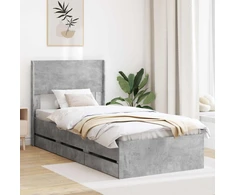 Lova Lovos rėmas su saugojimu ir nugara Betono pilka 75 x 190 cm