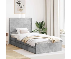Lova Lovos rėmas su saugojimu ir nugara Betono pilka 75 x 190 cm