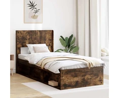 Lova Lovos rėmas su saugojimu ir nugara Dūminio ąžuolo 75 x 190 cm