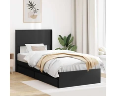 Lova Lovos rėmas su saugojimu ir nugara Juoda 100 x 200 cm