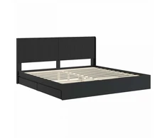 Lovos rėmas su saugojimu ir nugara Juoda 200 x 200 cm