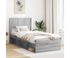 Lova Lovos rėmas su saugojimu ir nugara Pilka Sonoma 75 x 190 cm