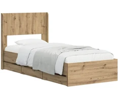 Lova Lovos rėmas su saugojimu ir nugara Artisan Oak 90 x 200 cm
