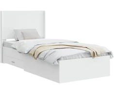 Lova Lovos rėmas su saugojimu ir nugara Balta 90 x 190 cm
