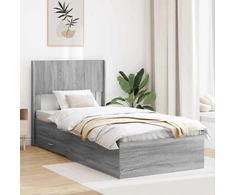 Lova Lovos rėmas su saugojimu ir nugara Pilka Sonoma 75 x 190 cm