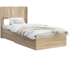 Lova Lovos rėmas su saugojimu ir nugara Sonoma ąžuolas 75 x 190 cm