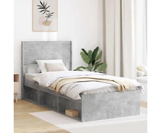 Lova Lovos rėmas su saugojimu ir nugara Betono pilka 75 x 190 cm