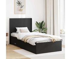 Lova Lovos rėmas su saugojimu ir nugara Juoda 75 x 190 cm