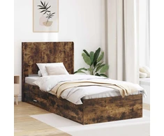 Lova Lovos rėmas su saugojimu ir nugara Dūminio ąžuolo 100 x 200 cm