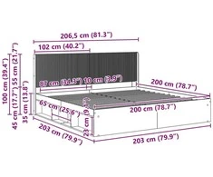 Lovos rėmas su saugojimu ir nugara Sonoma ąžuolas 200 x 200 cm