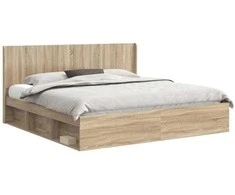 Lova Lovos rėmas su saugojimu ir nugara Sonoma ąžuolas 200 x 200 cm