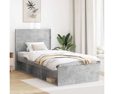 Lova Lovos rėmas su saugojimu ir nugara Betono pilka 90 x 200 cm