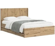 Lova Lovos rėmas su saugojimu ir nugara Artisan Oak 120 x 200 cm