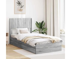 Lova Lovos rėmas su saugojimu ir nugara Pilka Sonoma 75 x 190 cm