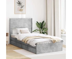 Lova Lovos rėmas su saugojimu ir nugara Betono pilka 75 x 190 cm