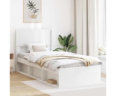 Lova Lovos rėmas su saugojimu ir nugara Balta 75 x 190 cm