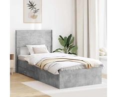 Lova Lovos rėmas su saugojimu ir nugara Betono pilka 75 x 190 cm