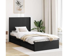 Lova Lovos rėmas su saugojimu ir nugara Juoda 90 x 190 cm