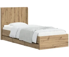 Lova Lovos rėmas su saugojimu ir nugara Artisan Oak 90 x 200 cm