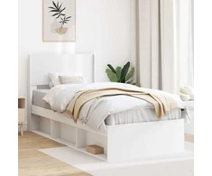Lova Lovos rėmas su saugojimu ir nugara Balta 90 x 200 cm