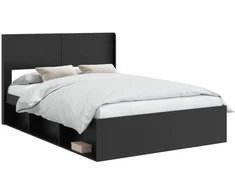 Lova Lovos rėmas su saugojimu ir nugara Juoda 135 x 190 cm