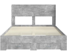 Lovos rėmas su saugojimu ir nugara Betono pilka 150 x 200 cm