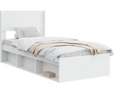 Lova Lovos rėmas su saugojimu ir nugara Balta 75 x 190 cm