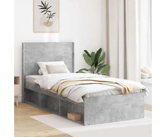 Lova Lovos rėmas su saugojimu ir nugara Betono pilka 75 x 190 cm