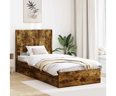 Lova Lovos rėmas su saugojimu ir nugara Dūminio ąžuolo 75 x 190 cm