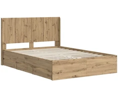 Lova Lovos rėmas su saugojimu ir nugara Artisan Oak 120 x 200 cm