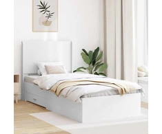 Lova Lovos rėmas su saugojimu ir nugara Balta 90 x 190 cm